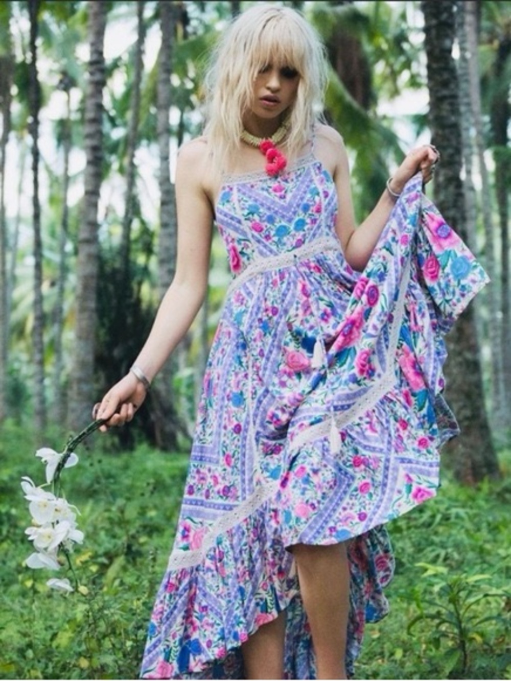 Spell & The Gypsy Babushka Bohemian Floral Maxi Dress in Lavender